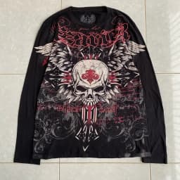 Black Mens Gothic Dark Style Sweatshirt Loose Unique Wing Print Design on Front Chest Trendy Casual Streetwear Edgy Personality