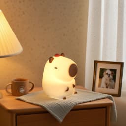HPH Cute Capybara Night Light Novelty Dimmable Nursery Nightlight Rechargeable Touch Lamp Silicone Pat Lamp for Kids Room Decor