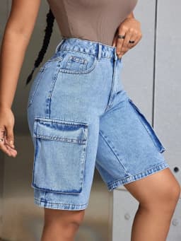 Straight Leg Shorts Casual Distressed Wash with Regular Thickness Summer Season Mid Rise Waist No Stretch Wrinkle Women Shorts