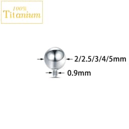10Pc Implant Grade ASTM G23 Titanium Mirror Polish Internal Thread 2/2.5/3/4/5mm Ball Top Piercing Replacement Accessory Jewelry