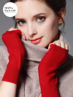 Sales Genuine Fine Sheep Wool Cozy Mitt Exposed Finger Women's Winter Autumn Knitted Fingerless Work Gloves Wrist Mittens Driver