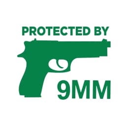 Protected By The Gun 9MM Bumper Vinyl Car Sticker Gun Ammo Decor