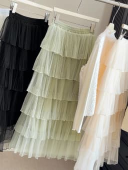 Korean Style Multi-Layered Cake Skirt High Waist Midi Skirt for Women Spring 2026 New Arrival Elegant Tulle Skirt