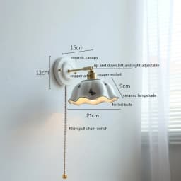 IWHD White Ceramic LED Wall Light Fixtures Copper Arm Socket Bedroom Living Room Beside Lamp Modern Wandlamp Applique Murale