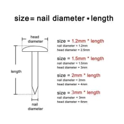 25-100pcs of Brass Diameter 1.2mm 1.5mm 2mm 3mm Iron Small Mini Round Head Nail Nails, Suitable for Jewelry Boxes, Hinges