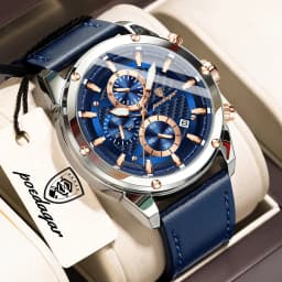 POEDAGAR High Quality Quartz Man Clock Waterproof Luminous Chronograph Date Men Wristwatch Leather Luxury Business Men's Watches