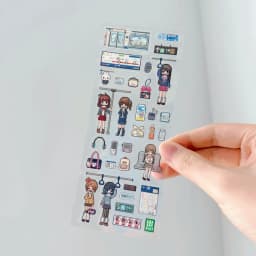 WAKAWAKA Pixel Character Flat Sticker PET Style Person Dress Up Change Outfit for Scrapbook Journal Phone Laptop Decoration Aest