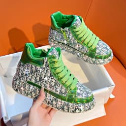 Women's Full Diamond Platform Sneakers Personalized Water Diamond Colored Embroidery Casual Shoes High Top Luxury Sports Shoes