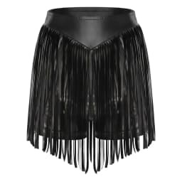 Womens Iridescent Metallic Hot Pants with Tassel High Waist Fringed Booty Shorts Cheeky Shorts Stage Dance Jazz Rock Clubwear