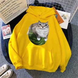 Cute Watermelon Cat Silly Cat Meme Printed Hoodies 90s Casual Sweatshirts Graphic Y2k Hooded Women's Gothic Streetwear Clothes