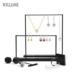Black Metal Earrings T-Bar Stand Necklace Chains Ring Jewelry Hanging Holder Organizer Watch Counter Display Stand for Selling