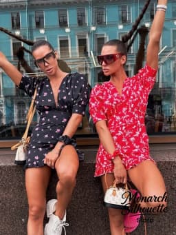 Chic Printed Slim Fit Mini Dress Women Elegant V-neck Puff Short Sleeves Waist Cinching Dresses 2026 Summer Lady Party Robes New