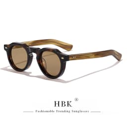 HBK Classic Round Men Sunglasses Vintage Small Frame High-Quality Acetate Frame Sun Glasses Women Party Travel Outdoor Glasses
