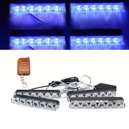 4Pcs White Yellow Grill Car LED Light Strobe Red Blue Emergency Remote Wireless Control Flash Signal Fireman Beacon Warning Lamp