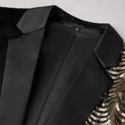 Mens Luxury Wave Striped Gold Sequin Blazer Jacket Shawl Lapel One Button Shiny Wedding Party Suit Jackets Black Tuxedo Blazer