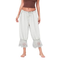 Women's Y2K Loose Fit Bloomers Cropped Pants Drawstring High Waist Floral Lace Patchwork Calf-Length Lantern Trousers