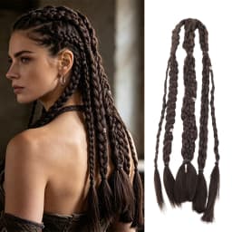 20 Inch Medieval Braided Ponytail Extensions Heat Resistant Synthetic Fiber Clip in Viking Hair for Men Women
