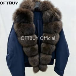 OFTBUY Natural Fox Fur Collar White Duck Down Jacket Winter Warm Thick Windproof Luxury Streetwear Women New Winter Clothin