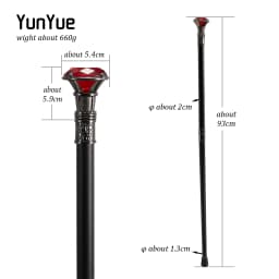 Red Diamond Type Silver Walking Cane Gentleman Elegant Fashion Decorative Walking Stick Women Vintage Cosplay Crosier Knob Cane