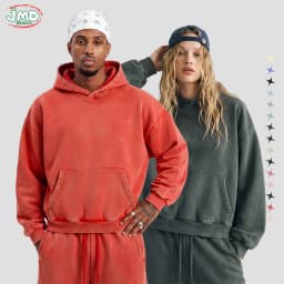 JMD Retro Winter 390gsm Washed Fleece Solid Hoodie For Man Unisex Boxyfit Distressed Soft Warm Hooded Pullovers Coat QH0161