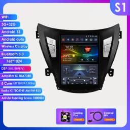 Hizpo 9.7" Tesla Style Android 13 Radio For Hyundai Elantra Avante I35 2011-2013 Multimedia Stereo Player GPS Navigaion 2 din BT