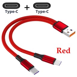 NNBILI 5A 2 in 1 Fast Charging Cable Y Splitter USB to Type C Micro USB Data Cord for Samsung Huawei Xiaomi Redmi Phones