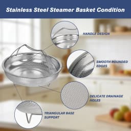 TastyWay Multi-function Stainless Steel Steaming Tray Drain Basket Durable Fruit Vegetable Drainage Basket Cooking Steaming