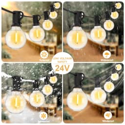 Plastics G40 Outdoor Light Output 24V String Light Waterproof Shatterproof Garland Lights Camping Garden Party Decoration Lights