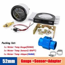 40-120 Celsius Car 52mm Water Temperature Gauge with Adaptor Joint Pipe Radiator 1/8NPT Sensor Racing Water Tank Level Indicator