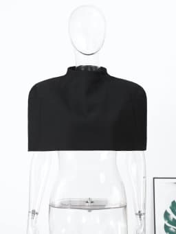 Elegant Cropped Shawl Tops Women's Short Sleeves Stand Collar Coat With Shoulder Pad 2026 New Ladies Spring Summer Solid Outwear