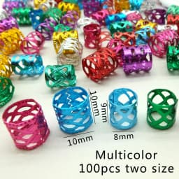 100PCS Multicolor Rings, Hair Jewelry for Dreadlocks Beads for Women and Girls, Braids Hair Decorations Colorful Aluminum Ring
