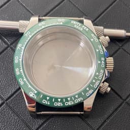 VK63 Watch Case with Sapphire Glass Stainless Steel Case with Ceramic Bezel Men's Watch Accessories for VK63 Quartz Movement