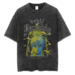 2026 Anime Attack on Titan Eren Jaeger Printed T-shirt Men's and Women's Washed T-shirt High Quality Vintage Cotton T-shirt Top