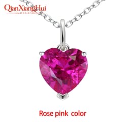 3.6ct 9*9mm S925 Silver Heart Shape Lab Grown Royal Blue/Cornflower Sapphire Pigeon Blood Red Inclusions Stone Pendant Necklace