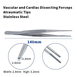 Stainless steel Vascula and Cardiac Dissecting ForcepsAtraumatic tips Tissue tweezers Microsurgical instruments