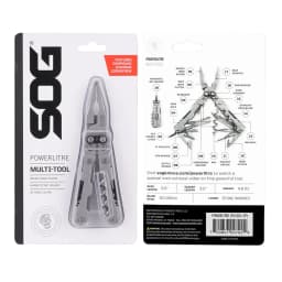 SOG 19 in 1 PowerLitre Mini Multi-tool Pliers 5 Inch Stainless Steel Folding EDC Pocket Knife With Wine Corkscrew Screwdriver Wire Cutter Scissors Can Bottle Opener For Camping Car Travel Survival Daily Carry, Portable Outdoor Emergency Repair Hand Tools