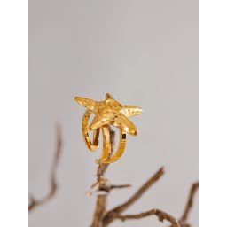 Yhpup 316L Stainless Steel Starfish Open Ring Adjustable 18K Gold PVD Plated Metal Summer Personalized Jewelry for Holiday