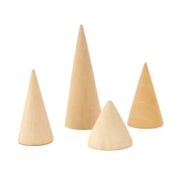 Vintage Natural Unpainted Wood Finger Cone Ring Holder Bague Jewelry Display Stand Organizer Storage Rack Showcase for Exhibit