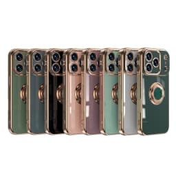 Plating Metal Ring Phone Case For iPhone 17 16 13 12 11 Pro Max Mini Silicone Cases For iPhone Air 15 14 Pro Max 16 Plus Cover