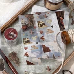 50mm * 2m Pasted End Page Series PET Tape Vintage Scrapbooking DIY Notebook Decoration Base Material Sticker