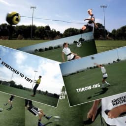 Football Kick Trainer Soccer Training Aids Hands Free Throw Sole Practice Equipment for Kids with Adjustable Belt Elastic Rope