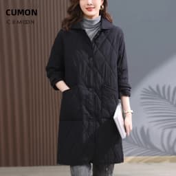Thin Cotton Jacket Women's Mid-Length Lightweight Winter Coat Padded Outerwear Mom's Fashionable Spring Autumn Jacket