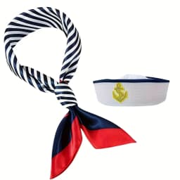 Sailor hat and scarf suit Navy Hat Unisex Captain Hat Navy Marine Hat For cruise lines, adult parties, Navy, cosplay, Outdoor