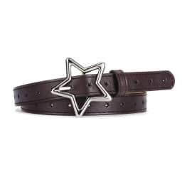 Girls Boys Five Pointed Star PU Buckle Belts Waistband Adjustable Metal Snap Leather Belt Waist Belt Waist Strap Thin Belt