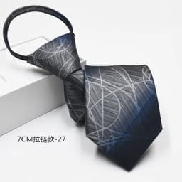 New 7cm Mens Tie Pre-tied Easy Wear Neck Tie Business Wedding Zipper Lazy Pre-tied Korean Style Striped Plaid Solid Necktie
