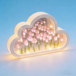 DIY Cloud Mirror Tulip Lamp Night Light Girl Bedroom Ornaments Photo Frame Handmade Glass Bedside Sleep Light Christmas Gifts