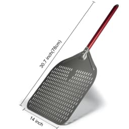 12" Hard Anodized Perforated Pizza Peel Rectangle Pizza Turning Shovel Set Aluminum Pizza Peel Paddle 40cm Long Silicone Handle