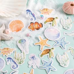 46pcs Deep Sea Theme Cute Animal Decorative Boxed Stickers for Scrapbooking Diary Journal Planner Stationery Album Phone Label