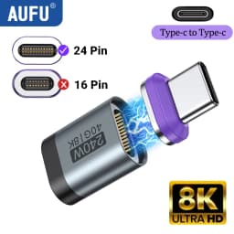 AUFU 240W Magnetic USB C Adapter Fast Charging Type C to USB C USB4 Connector 40Gbps 8K60Hz for Thunderbolt 4 3 iPhone16 Macbook