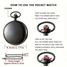 Best Gift To My Son 1pc Black Unique Quartz Pocket Fob Watch Necklace Chain Pendant Antique Birthday Present Clock Reloj Hombre